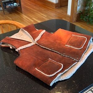 Brown Suede Sherpa-Lined Vest